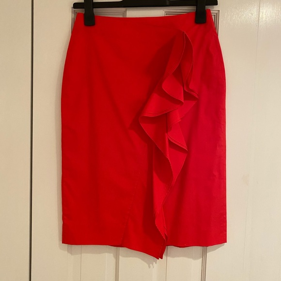 J.crew red ruffle pencil skirt - Picture 2 of 5